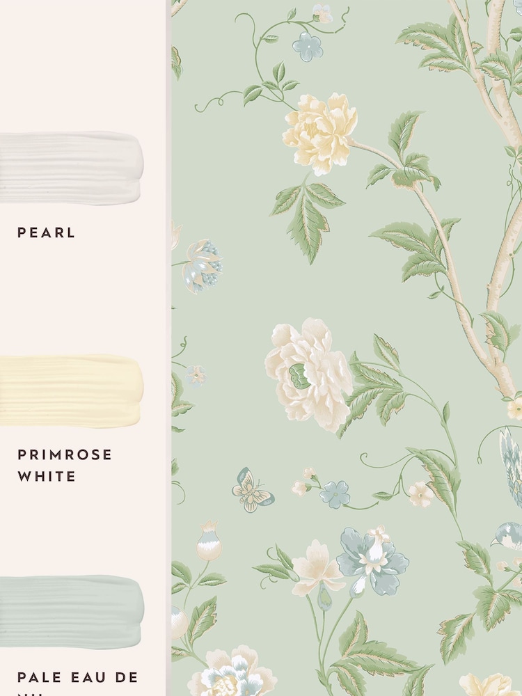 Laura Ashley Green Summer Palace A4 Wallpaper Sample - Image 4 of 4