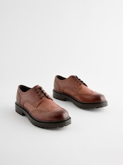 Tan Brown Leather Cleated Brogues - Image 2 of 6