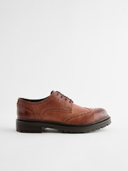 Tan Brown Leather Cleated Brogues - Image 3 of 6