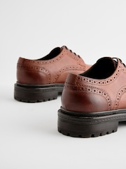 Tan Brown Leather Cleated Brogues - Image 5 of 6