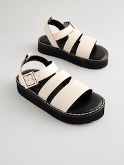 Cream Leather Chunky Sandals - Image 1 of 6