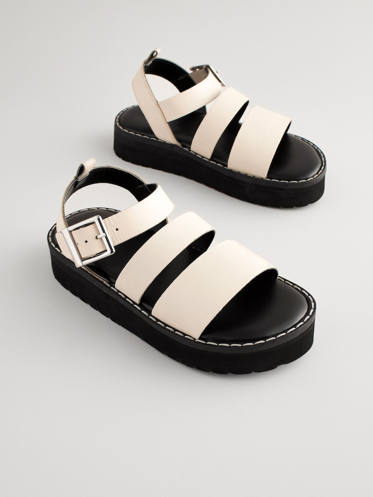 Cream Leather Chunky Sandals - Image 1 of 6