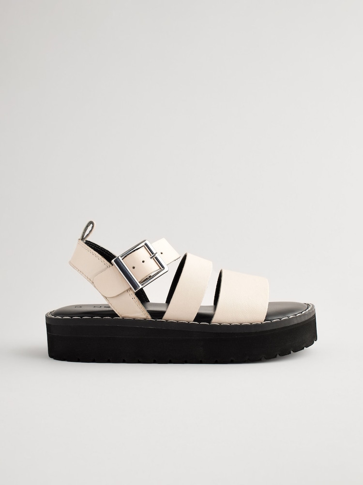 Cream Leather Chunky Sandals - Image 2 of 6