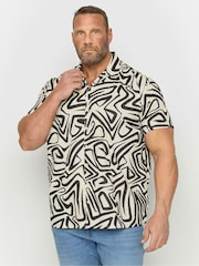 BadRhino Big & Tall White Abstract Print Short Sleeve 100% Cotton Shirt - Image 2 of 4