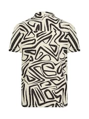 BadRhino Big & Tall White Abstract Print Short Sleeve 100% Cotton Shirt - Image 4 of 4
