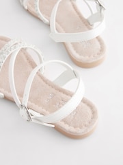 White Jewel Strappy Flower Girl Sandals - Image 4 of 6