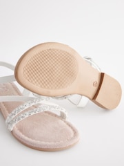White Jewel Strappy Flower Girl Sandals - Image 5 of 6