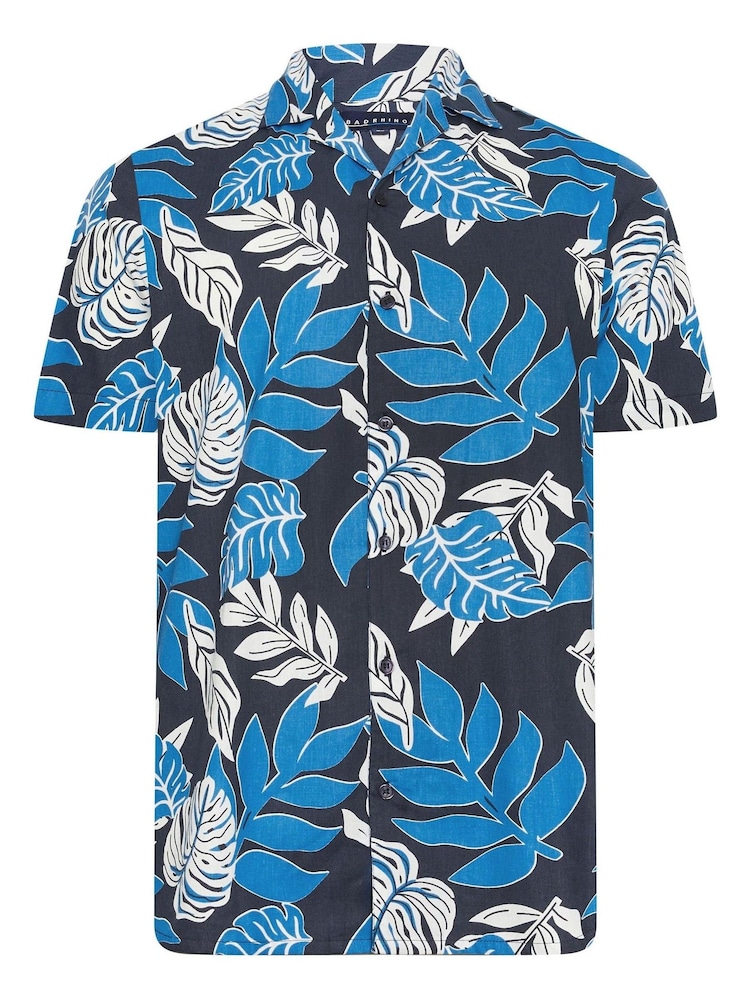 BadRhino Big & Tall Navy Blue Leaf Print Shirt - Image 2 of 3