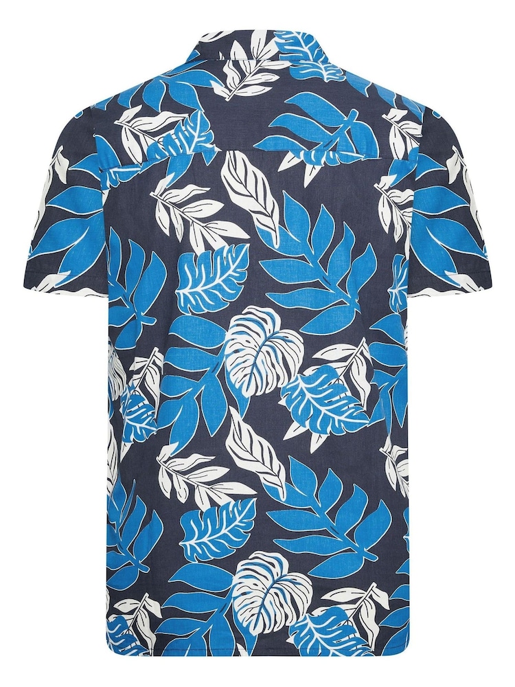 BadRhino Big & Tall Navy Blue Leaf Print Shirt - Image 3 of 3