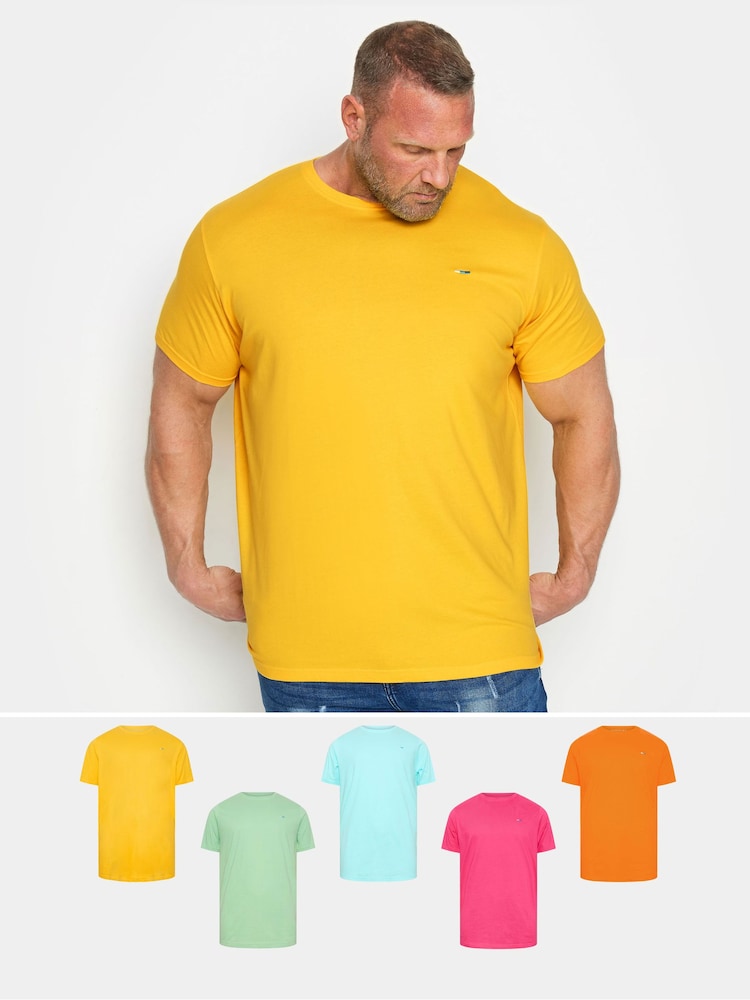BadRhino Big & Tall Orange 100% Cotton T-Shirts 5 Pack - Image 1 of 8