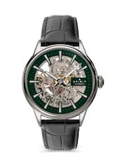Spirit Black Gents Skeleton Automatic Silver Plated Leather Strap Watch - Image 1 of 5