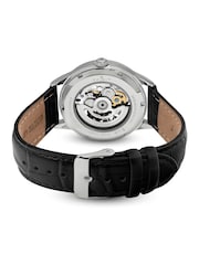 Spirit Black Gents Skeleton Automatic Silver Plated Leather Strap Watch - Image 3 of 5