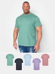 BadRhino Big & Tall Green/Blue/Navy/Purple/Pink 100% Cotton T-Shirts 5 Pack - Image 1 of 7