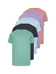 BadRhino Big & Tall Green/Blue/Navy/Purple/Pink 100% Cotton T-Shirts 5 Pack - Image 3 of 7