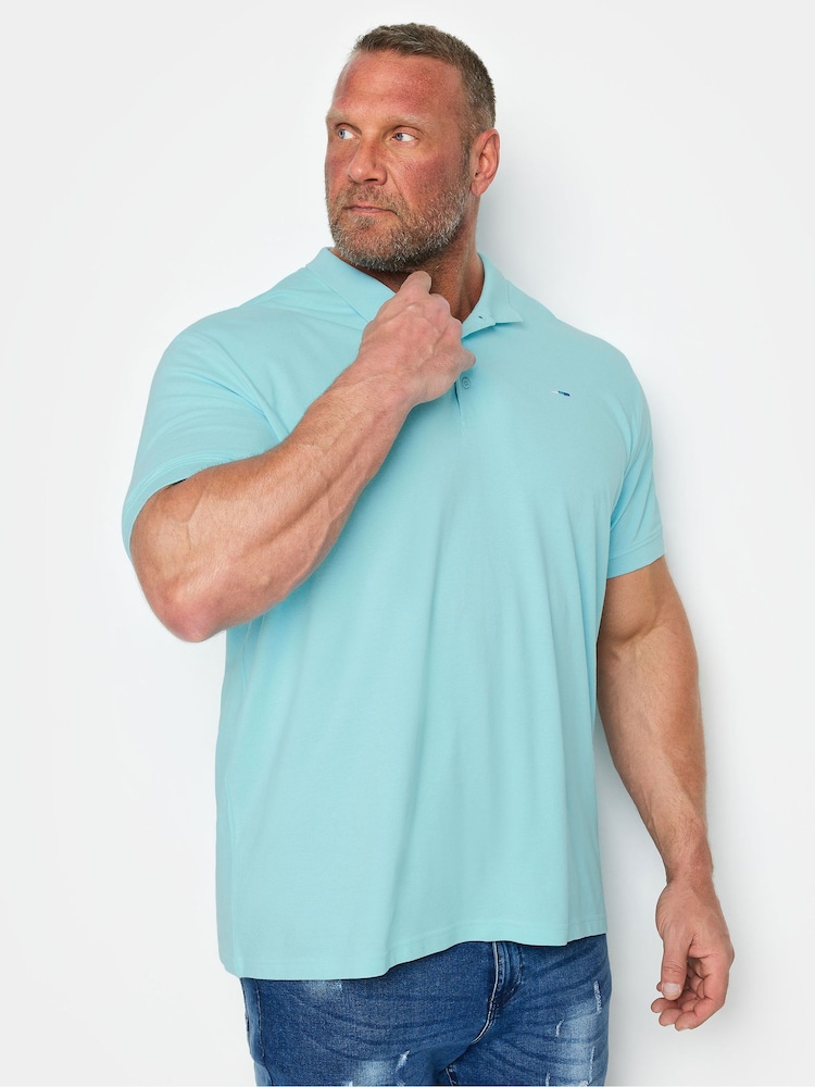 BadRhino Big & Tall Blue 100% Cotton Polo Shirt - Image 1 of 3