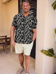 BadRhino Big & Tall Black Abstract Print Short Sleeve 100% Cotton Shirt - Image 1 of 4