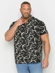 BadRhino Big & Tall Black Abstract Print Short Sleeve 100% Cotton Shirt - Image 2 of 4