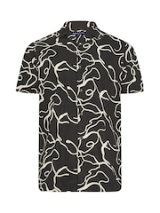 BadRhino Big & Tall Black Abstract Print Short Sleeve 100% Cotton Shirt - Image 3 of 4