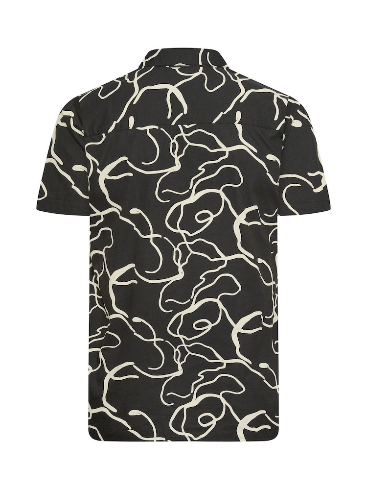 BadRhino Big & Tall Black Abstract Print Short Sleeve 100% Cotton Shirt - Image 4 of 4