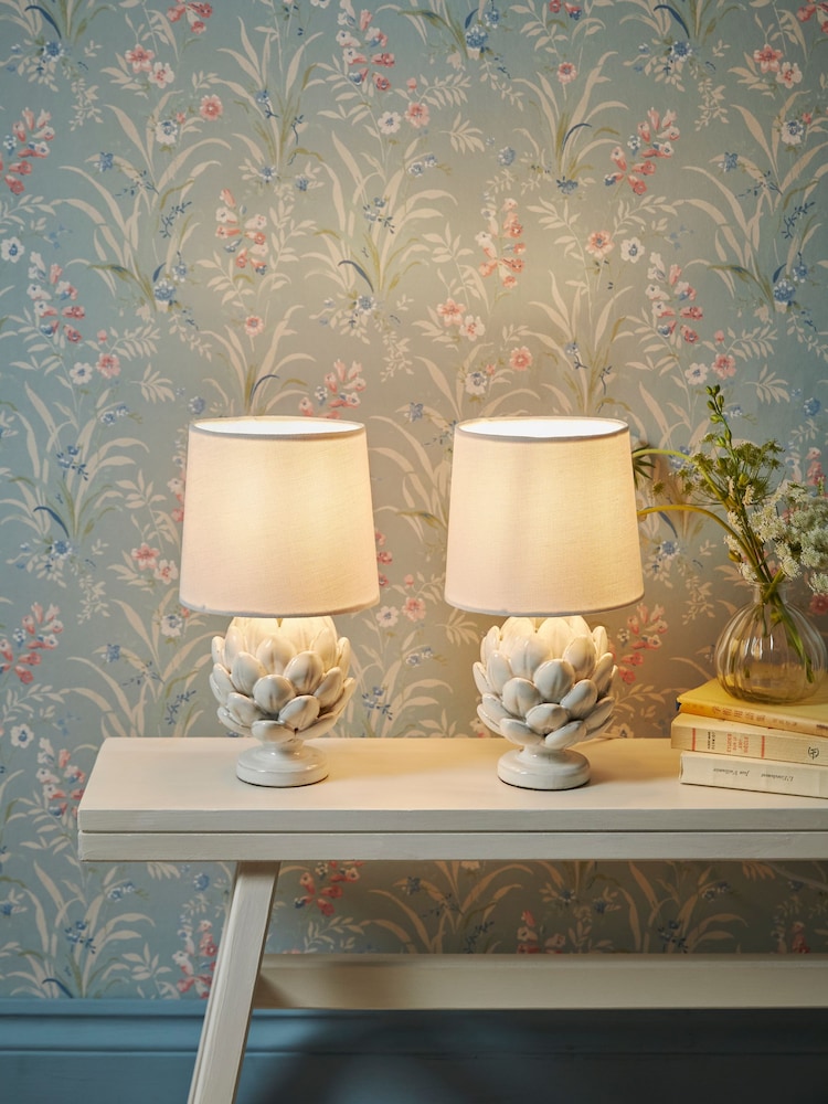 Laura Ashley Set of 2 Ivory Artichoke Table Lamps - Image 1 of 5 Laura Ashley Set of 2 Ivory Artichoke Table Lamps - Image 1 of 5