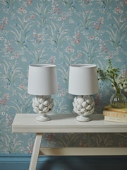 Laura Ashley Set of 2 Ivory Artichoke Table Lamps - Image 2 of 5