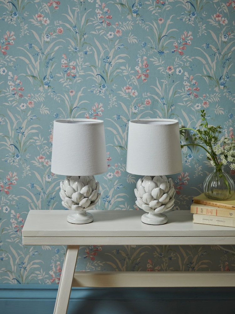 Laura Ashley Set of 2 Ivory Artichoke Table Lamps - Image 2 of 5 Laura Ashley Set of 2 Ivory Artichoke Table Lamps - Image 2 of 5