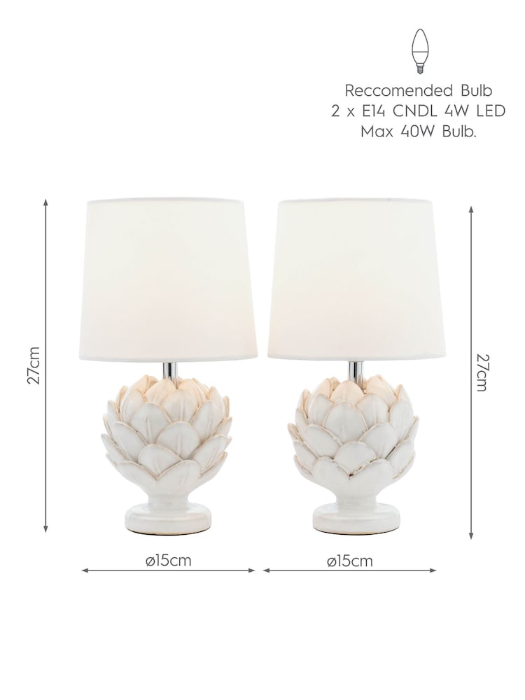 Laura Ashley Set of 2 Ivory Artichoke Table Lamps - Image 5 of 5