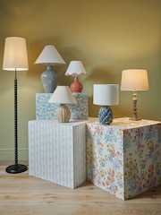 Laura Ashley Washed Grey Tate Wood Painted Candlestick Table Lamp Base - Image 4 of 6