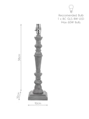 Laura Ashley Washed Grey Tate Wood Painted Candlestick Table Lamp Base - Image 6 of 6