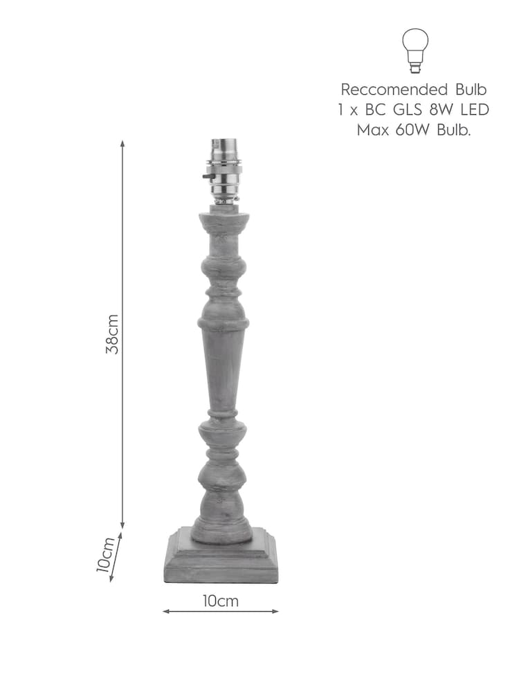Laura Ashley Washed Grey Tate Wood Painted Candlestick Table Lamp Base - Image 6 of 6