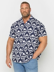 BadRhino Big & Tall Navy Blue Abstract 100% Cotton Print Shirt - Image 1 of 3