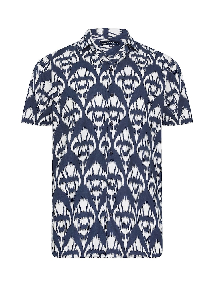 BadRhino Big & Tall Navy Blue Abstract 100% Cotton Print Shirt - Image 2 of 3 BadRhino Big & Tall Navy Blue Abstract 100% Cotton Print Shirt - Image 2 of 3
