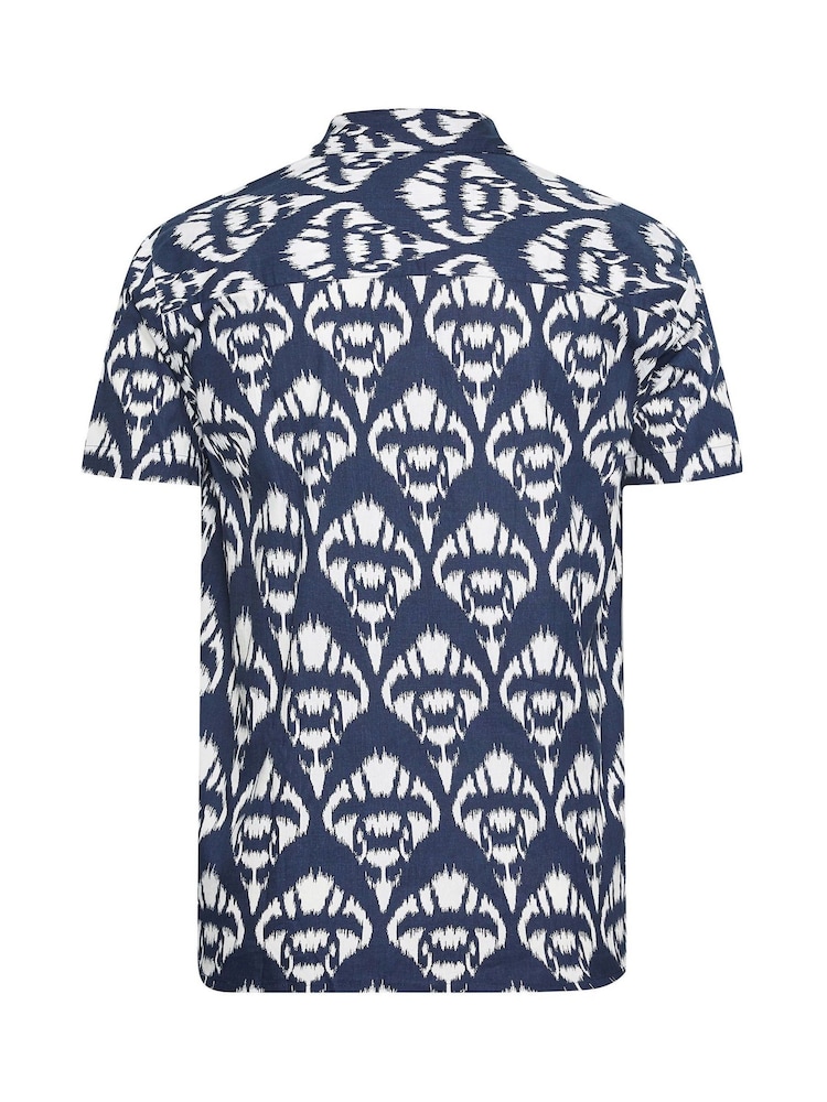 BadRhino Big & Tall Navy Blue Abstract 100% Cotton Print Shirt - Image 3 of 3