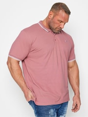 BadRhino Big & Tall Mineral Blue/Rose Pink/Violet Purple 100% Cotton Tipped Polo Shirts 3 Pack - Image 3 of 7