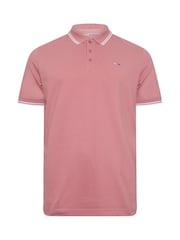 BadRhino Big & Tall Mineral Blue/Rose Pink/Violet Purple 100% Cotton Tipped Polo Shirts 3 Pack - Image 5 of 7