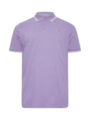 BadRhino Big & Tall Mineral Blue/Rose Pink/Violet Purple 100% Cotton Tipped Polo Shirts 3 Pack - Image 7 of 7