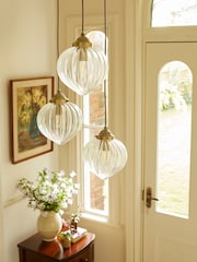 Laura Ashley Brass Whitham Pendant 3 Light Ceiling Light - Image 2 of 5