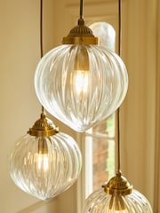 Laura Ashley Brass Whitham Pendant 3 Light Ceiling Light - Image 3 of 5