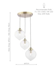 Laura Ashley Brass Whitham Pendant 3 Light Ceiling Light - Image 5 of 5