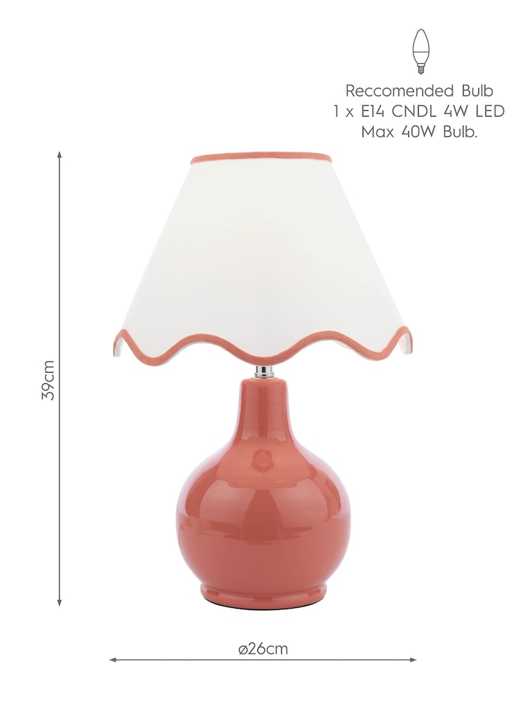 Laura Ashley Old Rose Bramhope Table Lamp - Image 5 of 5