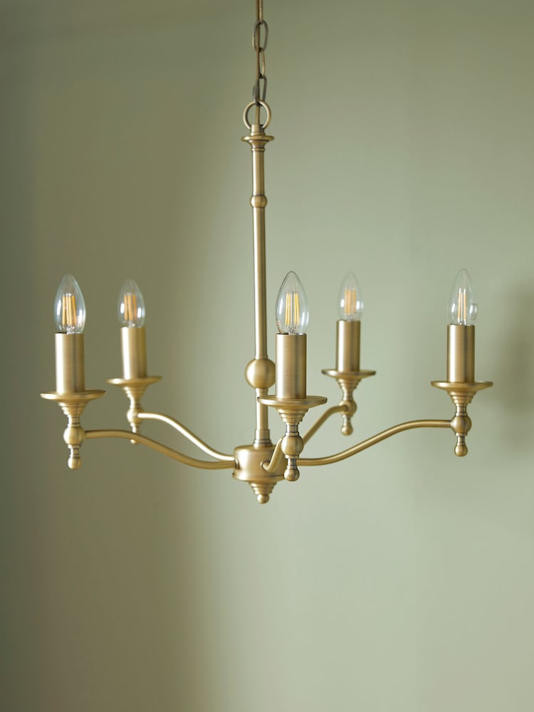 Laura Ashley Matt Antique Brass Ludchurch 5 Light Chandelier - Image 2 of 4
