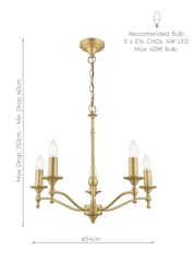 Laura Ashley Matt Antique Brass Ludchurch 5 Light Chandelier - Image 5 of 5
