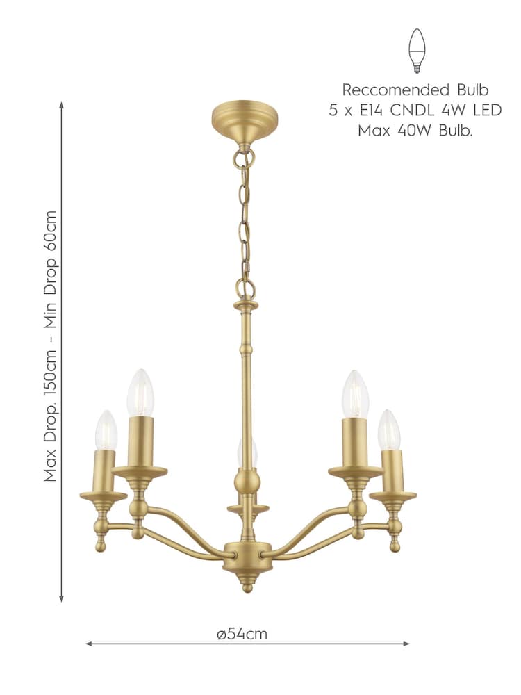 Laura Ashley Matt Antique Brass Ludchurch 5 Light Chandelier - Image 5 of 5