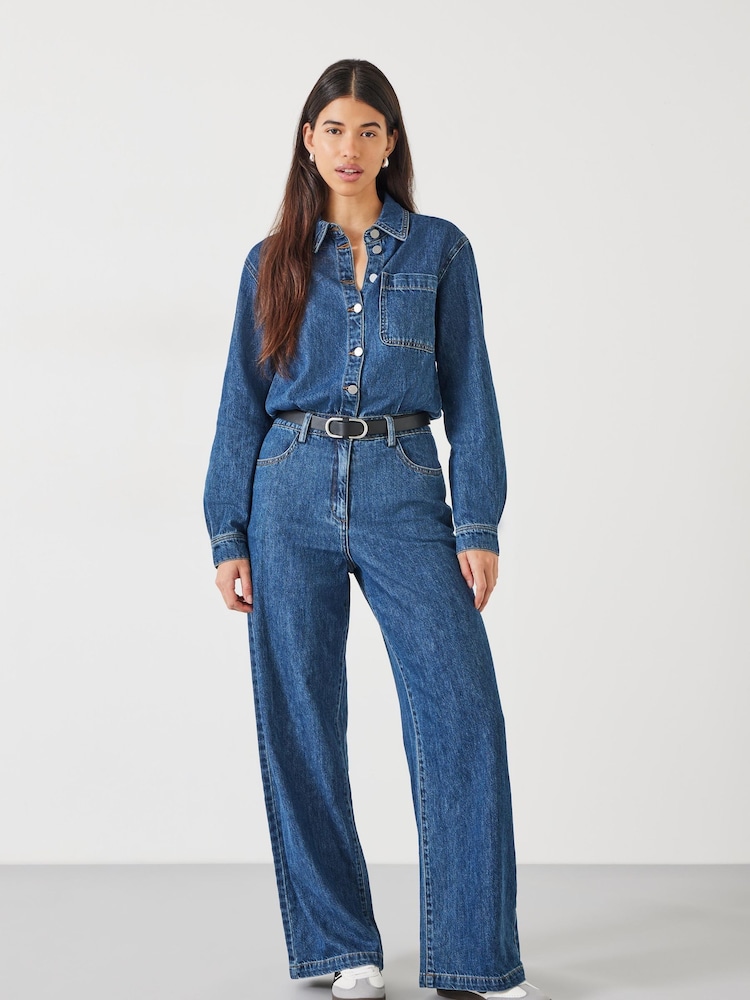 Hush Evelyn 100% Cotton Denim Relaxed Jumpsuit - Imagen 1 de 4