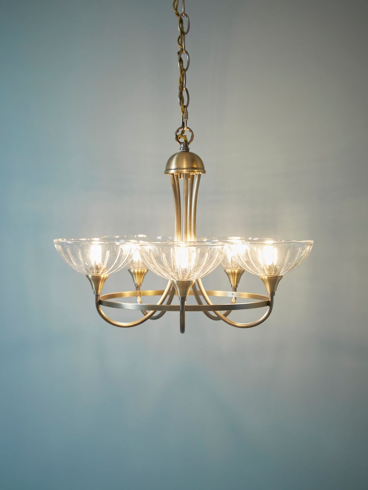Laura Ashley Antique Brass Wellham 5 Light Pendant Light - Image 1 of 5 Laura Ashley Antique Brass Wellham 5 Light Pendant Light - Image 1 of 5
