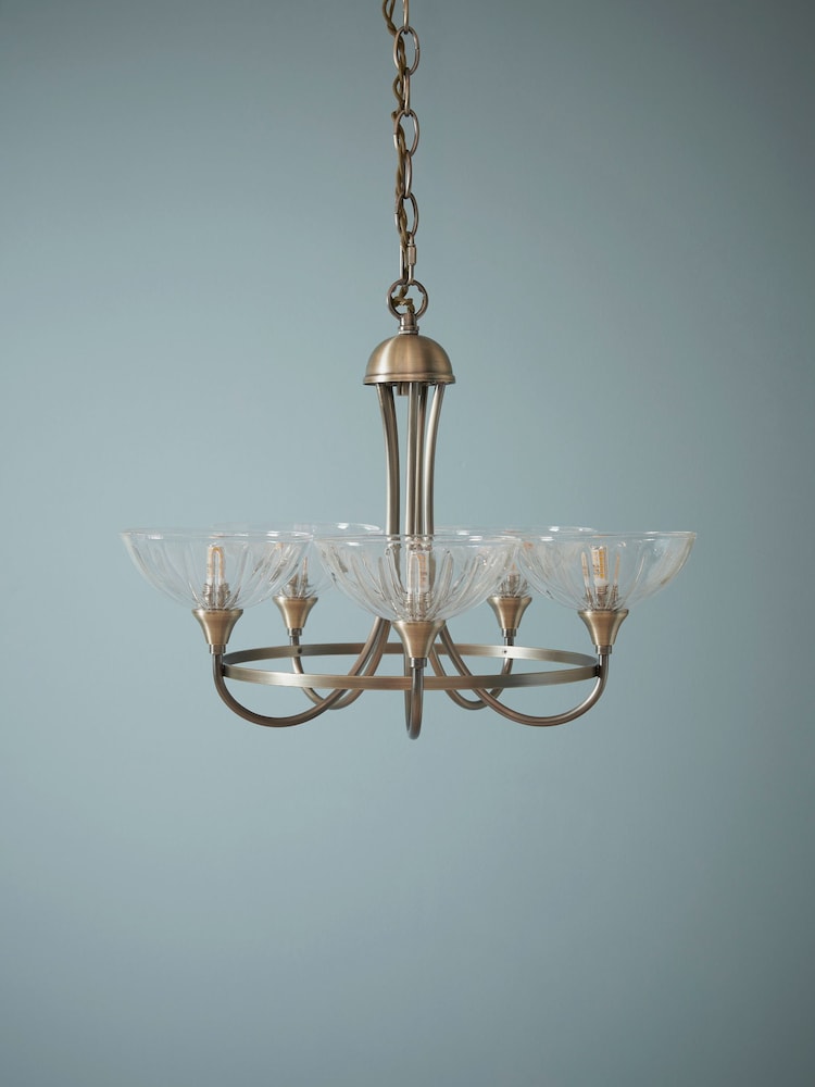Laura Ashley Antique Brass Wellham 5 Light Pendant Light - Image 2 of 5