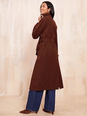 Friends Like These Brown Belted Funnel Neck Coat - Image 4 of 4