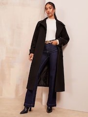Friends Like These Black Belted Funnel Neck Coat - Image 1 of 4