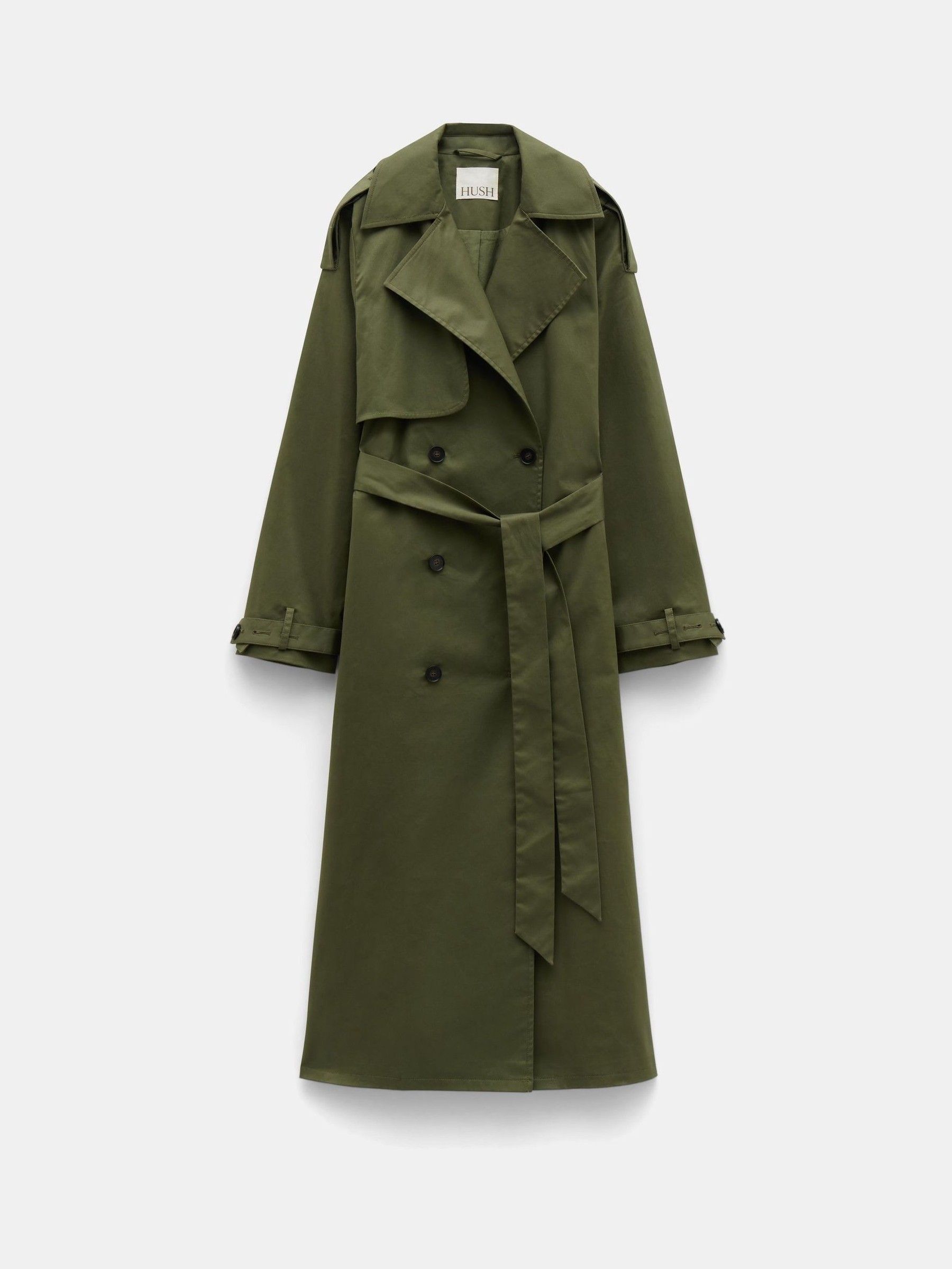 Buy Hush Green Stella Long Trench Jacket from Next Luxembourg