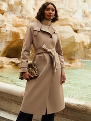 Friends Like These Camel Belted Funnel Neck Coat - Image 2 of 4